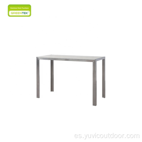 Madera de plástico con mesa de barra de acero inoxidable.